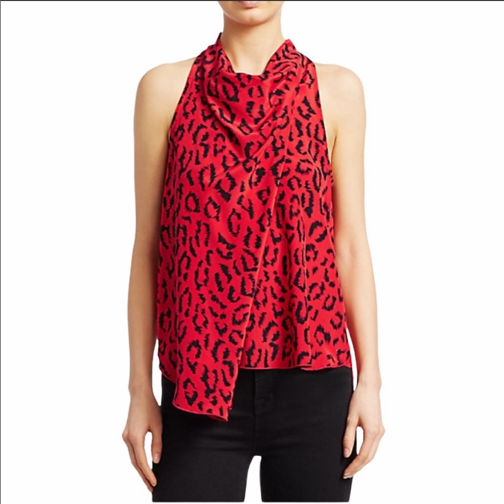 ALC red cheetah cow neck tank